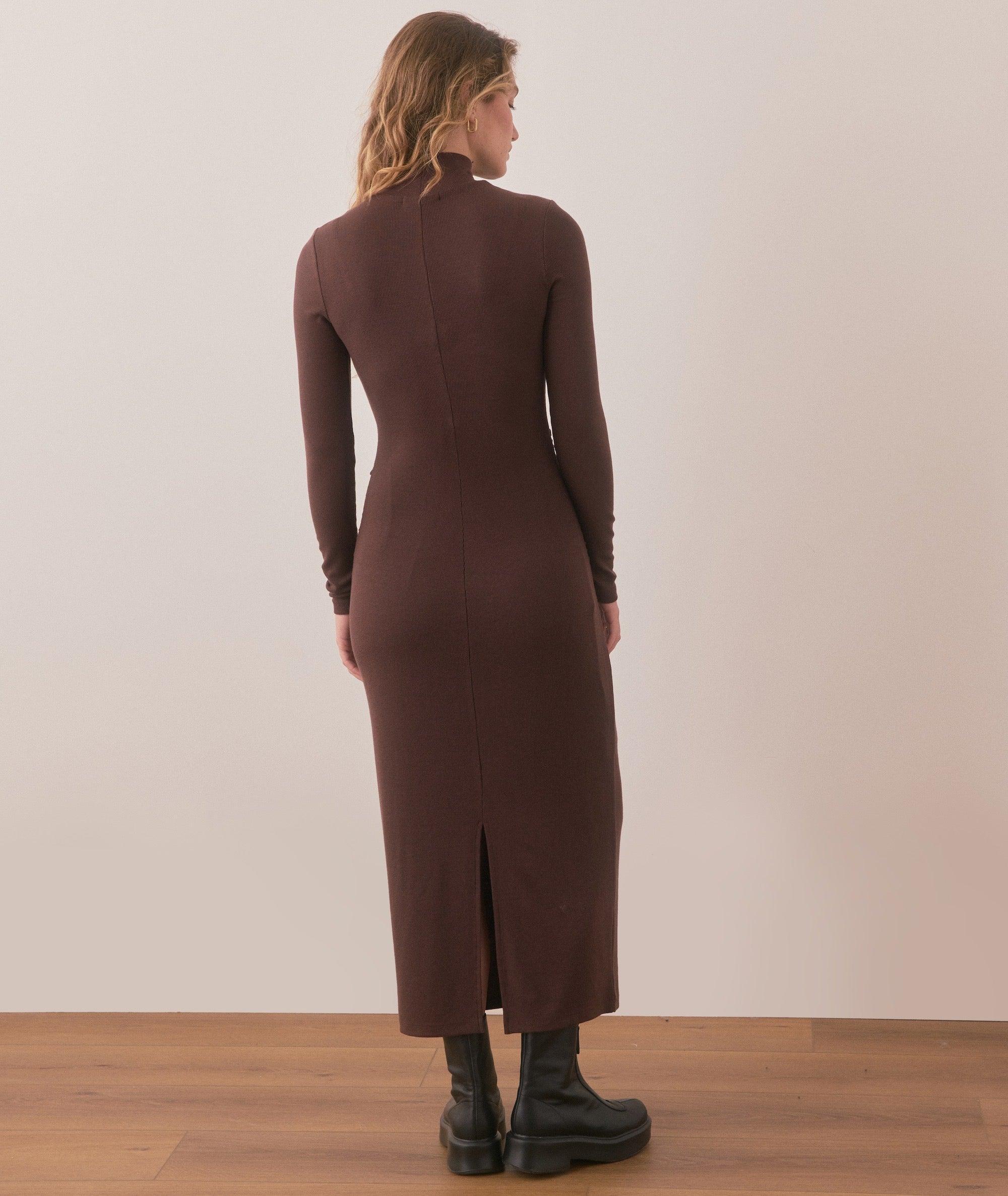 Lexi Rib Ruched Turtleneck Dress Product Image