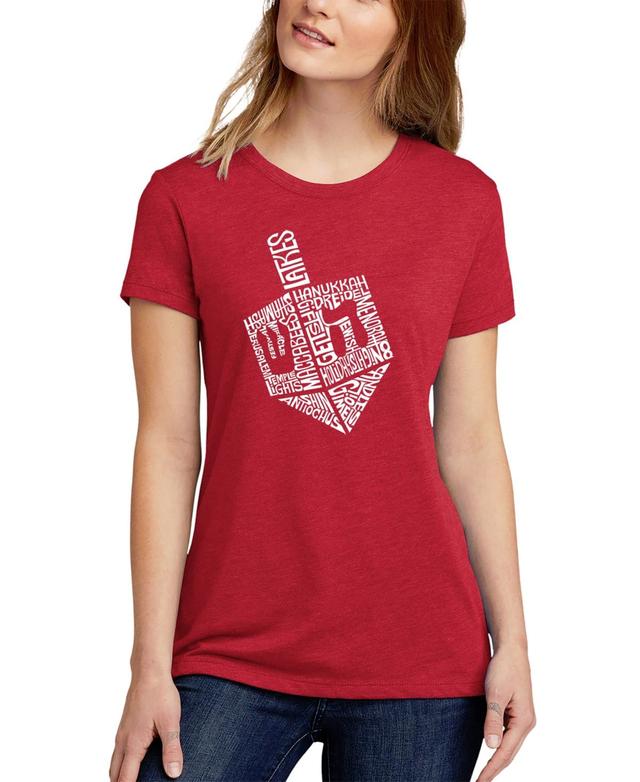 La Pop Art Womens Hanukkah Dreidel Premium Blend Word Art Short Sleeve T-shirt Product Image