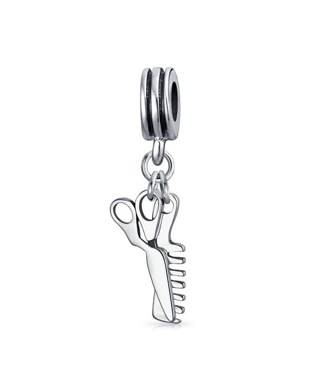 Bling Jewelry Fashion Diva Hair Stylist Dresser Salon Comb Scissors Dangle Bead Charm For Women Sterling Silver Fits European Bracelet Product Image