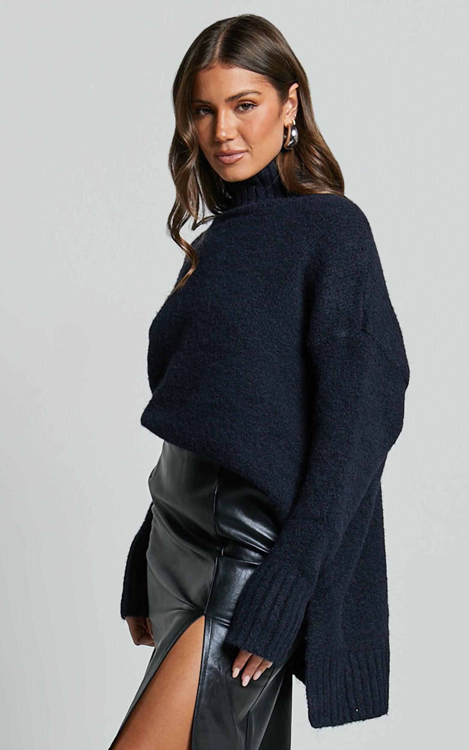 Luella Jumper - Oversized Turtle Neck Jumper in Navy Product Image