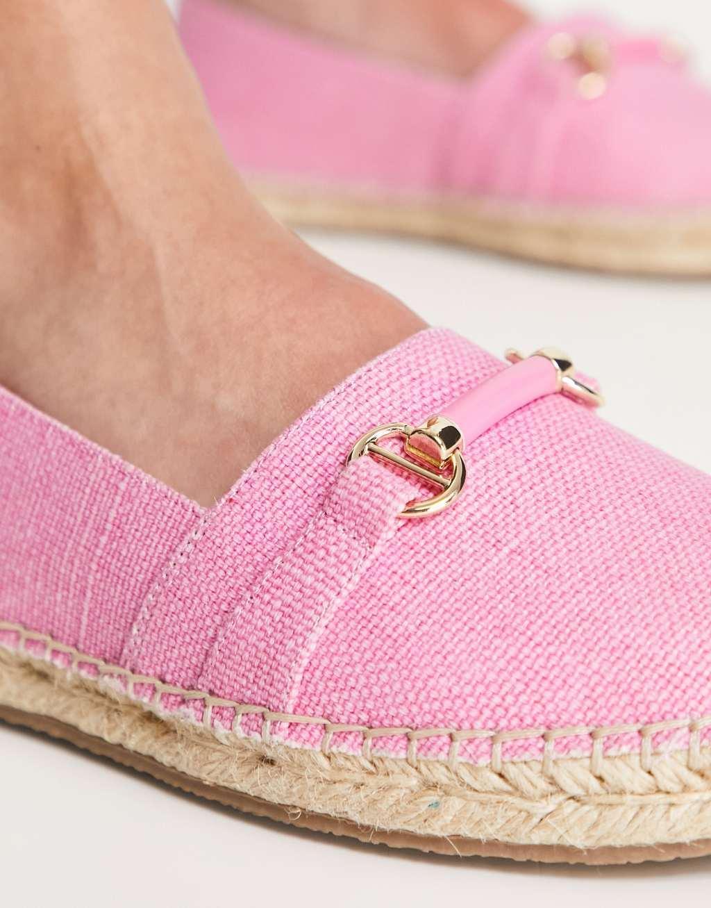 Dune London espadrilles with trim detail in pink canvas Product Image