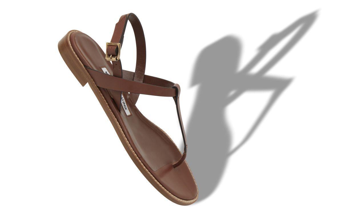 HATA Mid Brown Calf Leather Flat Sandals Product Image