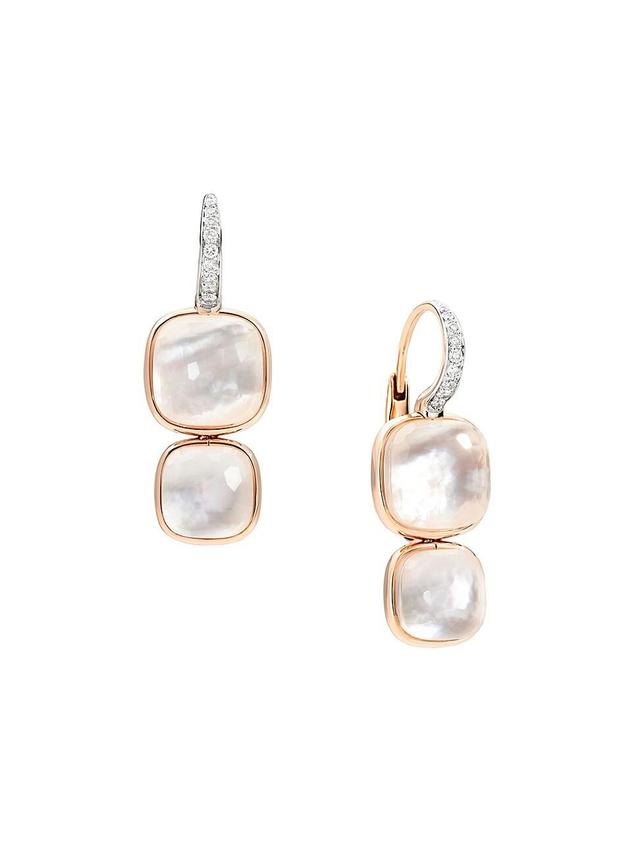 Womens Nudo 18K Rose Gold, White Topaz, Mother-Of-Pearl & Diamond Drop Earrings - Rose Gold Product Image