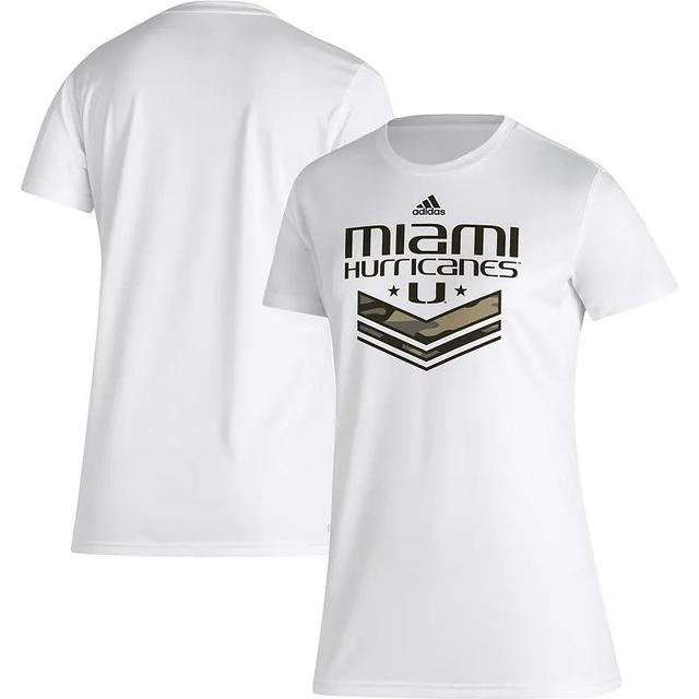 Womens adidas Miami Hurricanes Military Appreciation AEROREADY T-Shirt Product Image