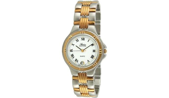 Swiss Edition Mens Two-Tone Bracelet Watch with Two Tone 23K Gold Plated & Silver Sport Bezel - Silver Product Image