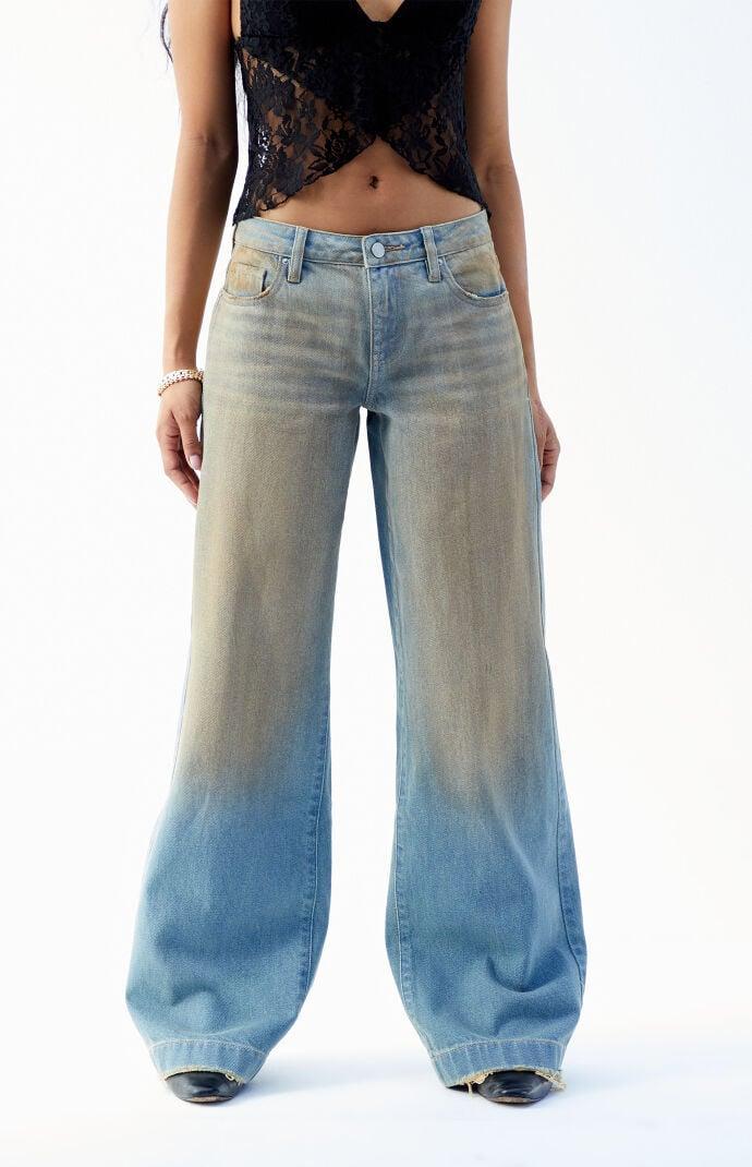 Women's Casey Indigo Tinted Mud Wash Low Rise Baggy Jeans Product Image