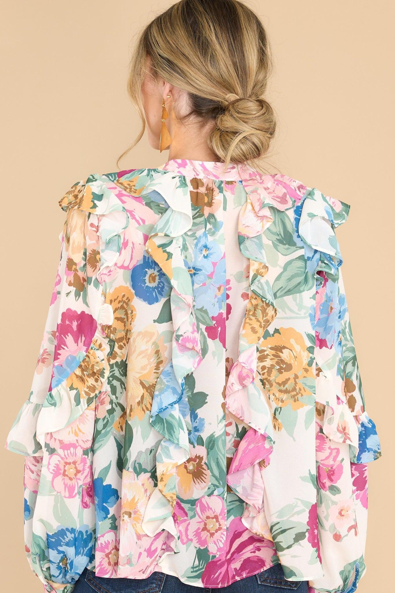 Aura Boldest Bloom Ivory Floral Print Top Product Image