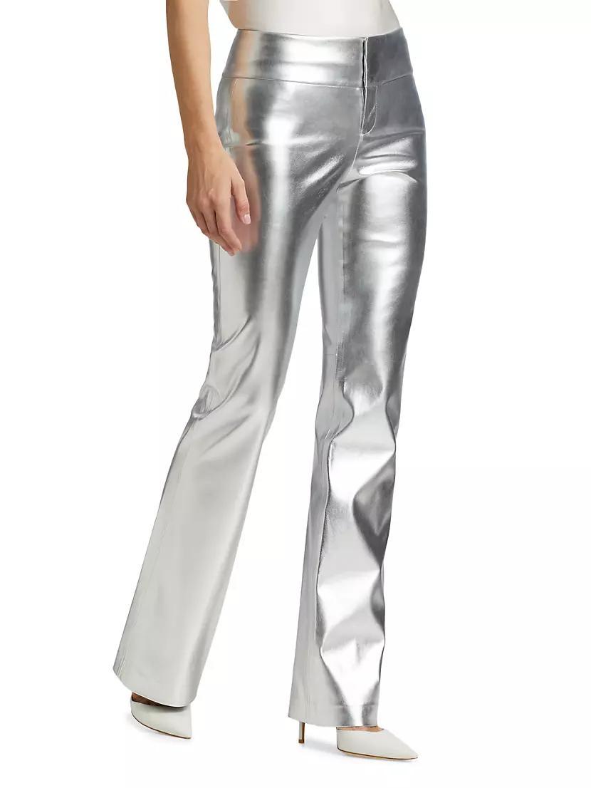 Olivia Metallic Faux Leather Boot-Cut Pants Product Image