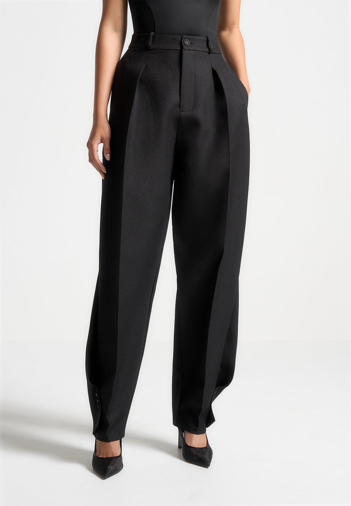 Twist Leg Tailored Trousers - Black Female Product Image