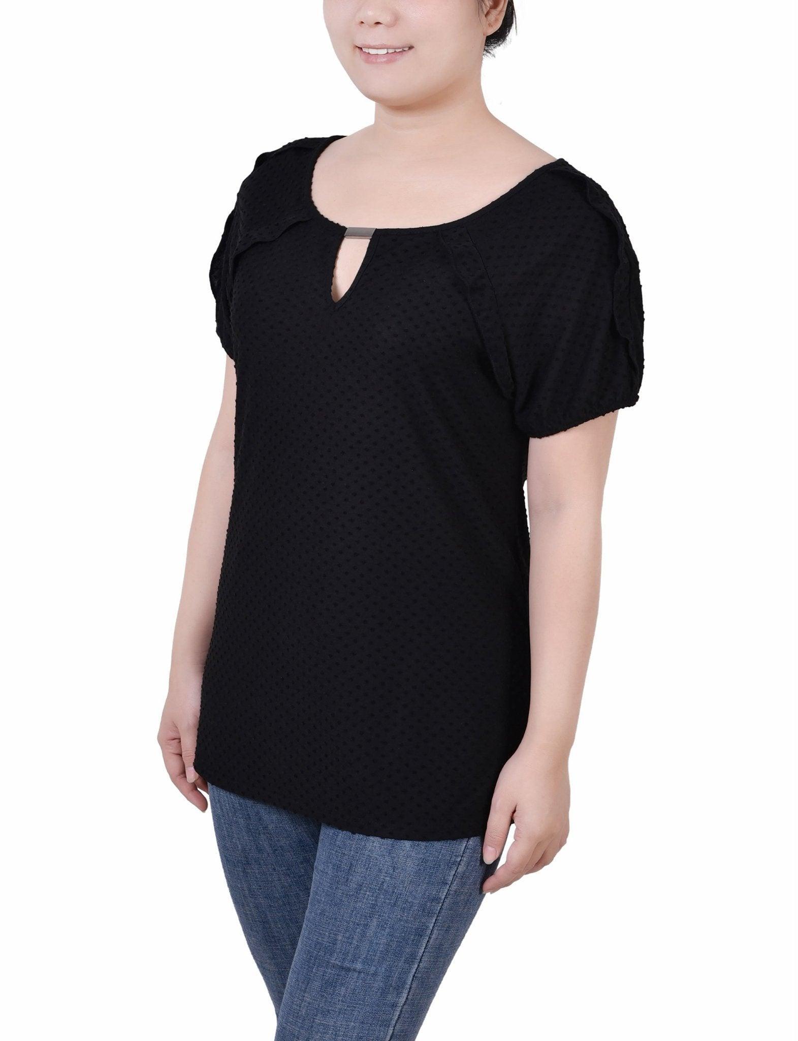 Short Sleeve Swiss Dot Top - Petite Product Image