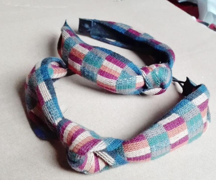 Plaid Knot Knit Headband Product Image