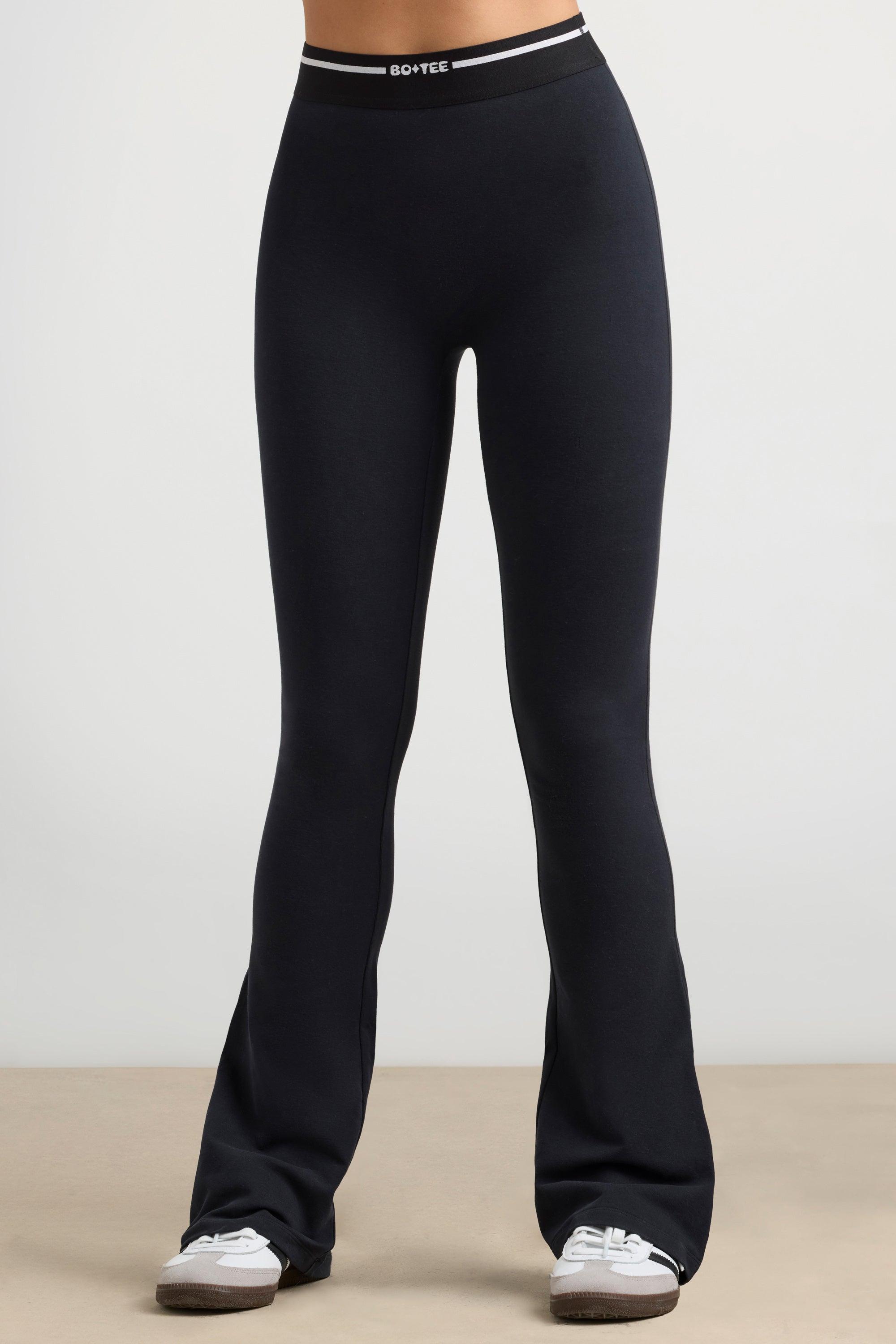 High-Waist Kick Flare Trousers in Black Product Image