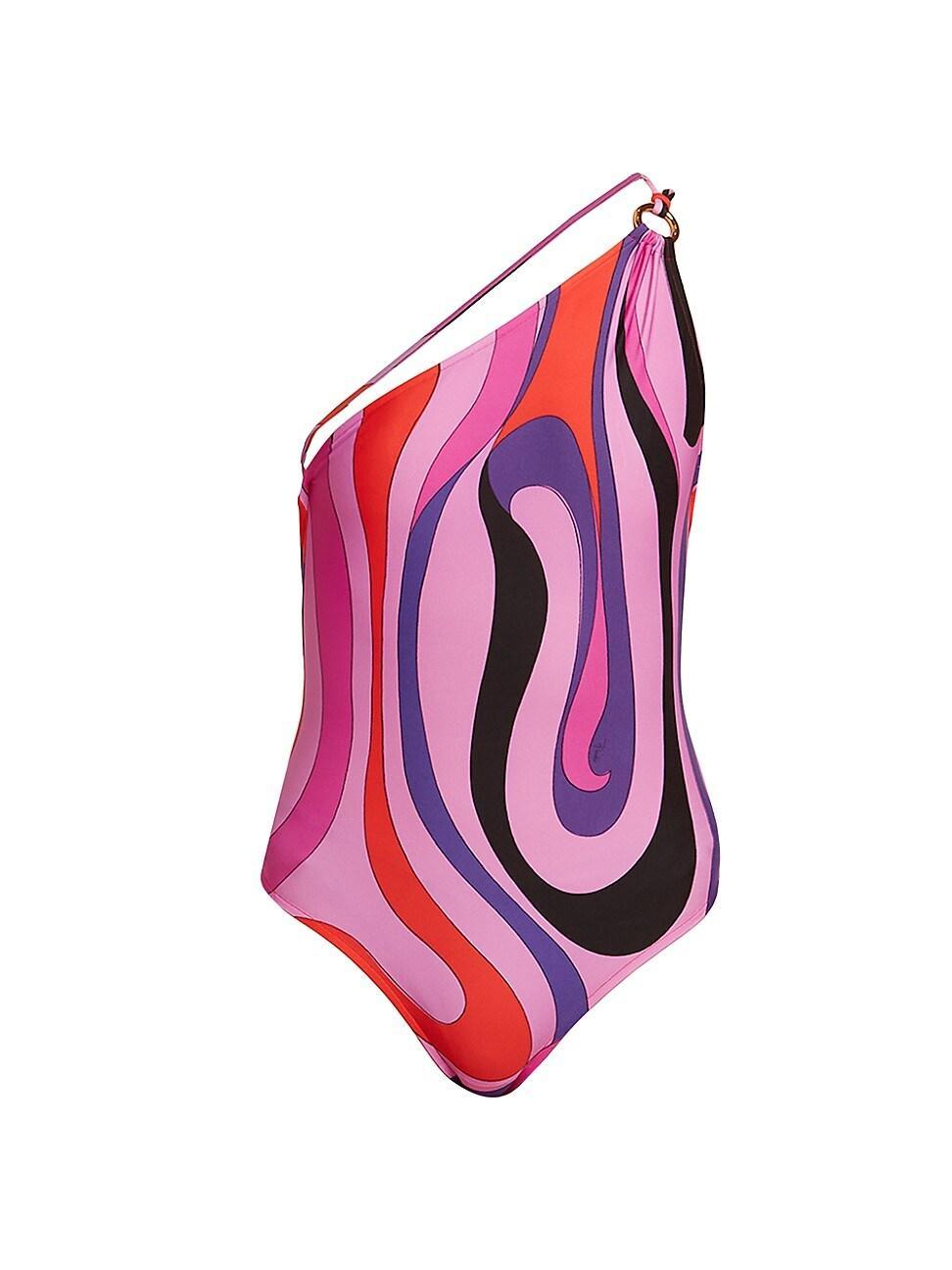 Womens Very Vivara Asymmetric Print One-Piece Swimsuit Product Image