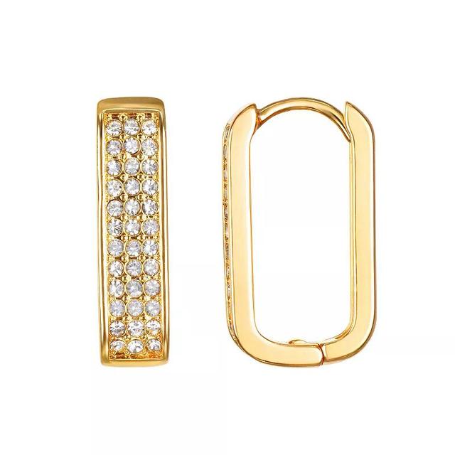 Emberly Gold Tone Rectangle Glass Stone Pave Hoop Earrings, Womens Product Image