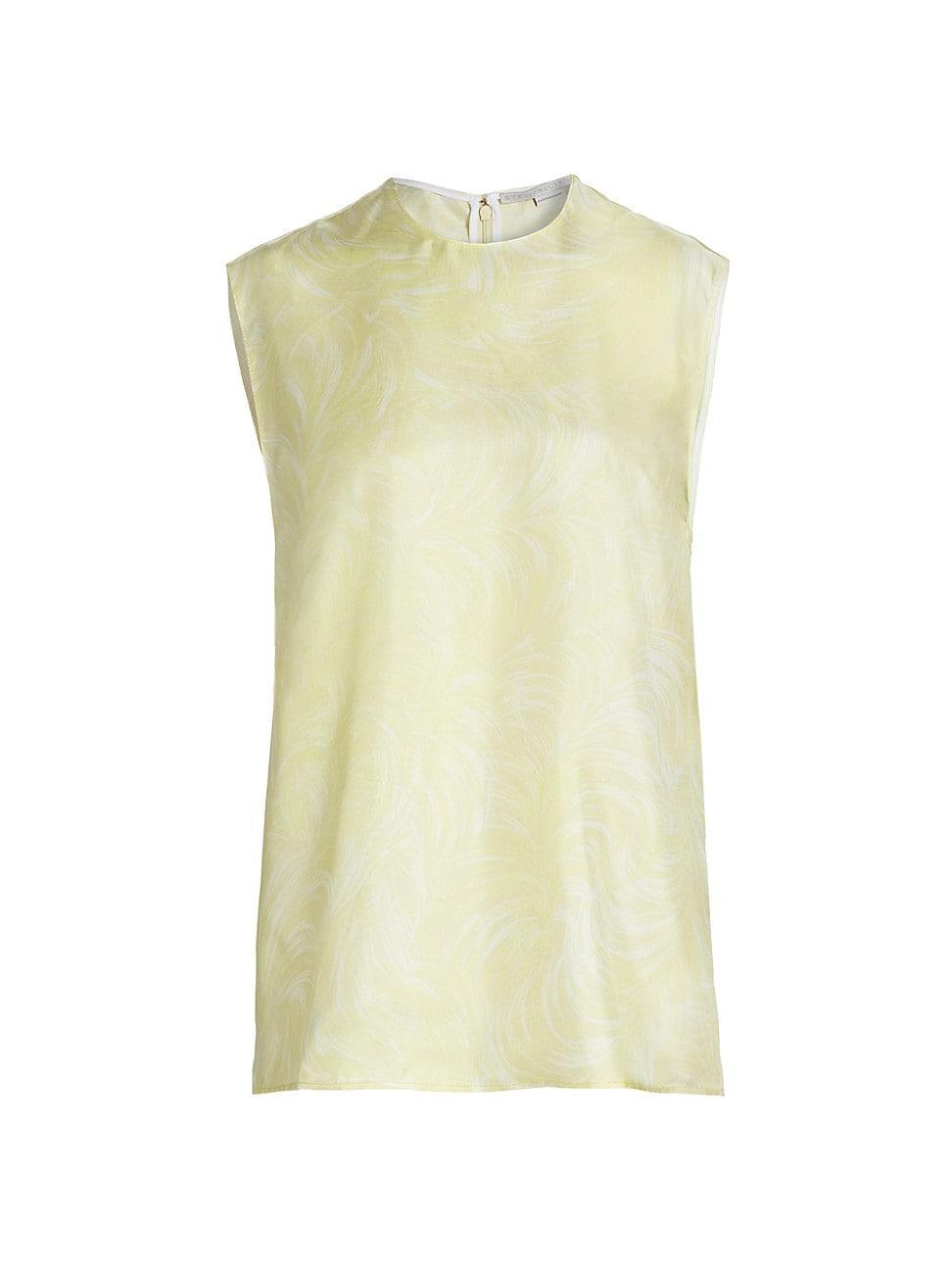 Womens Feather Silk Sleeveless Top Product Image