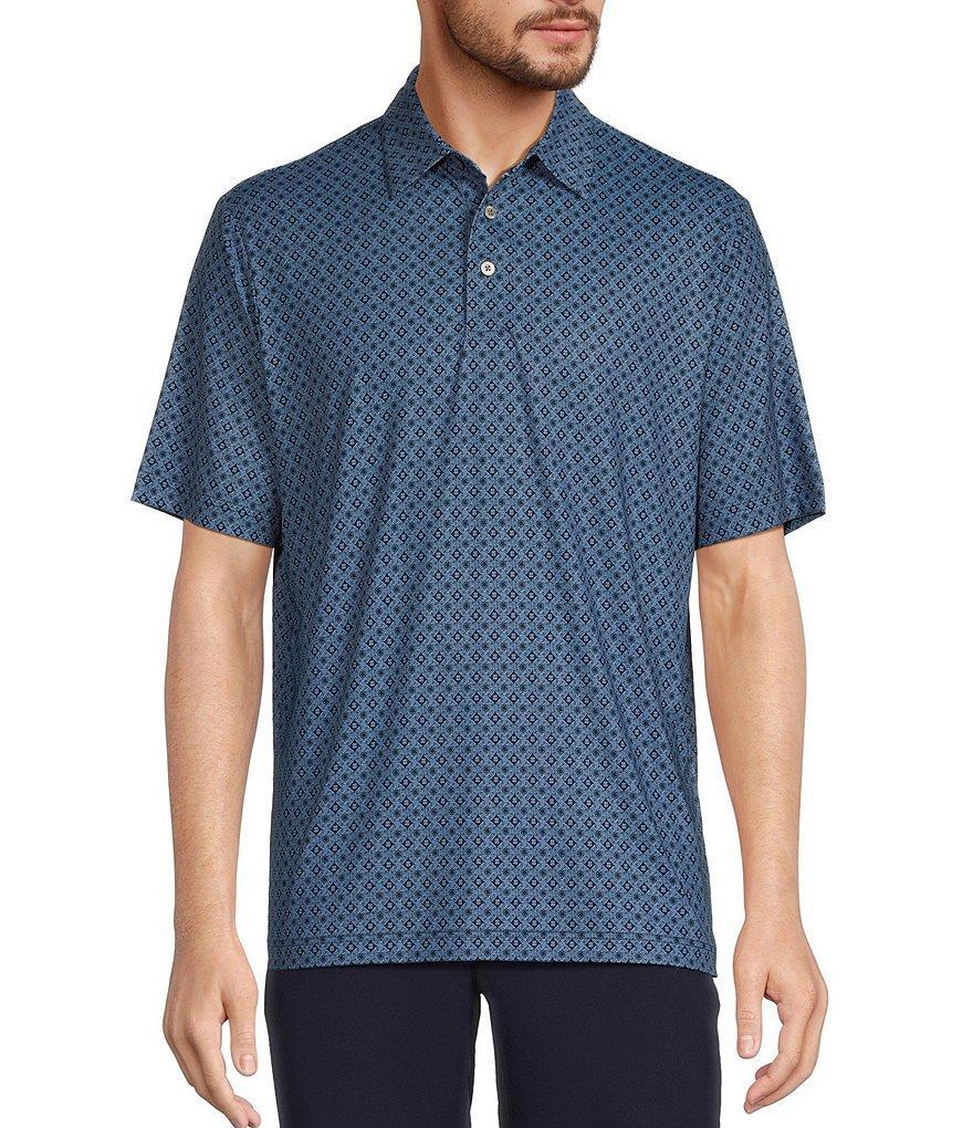 Roundtree & Yorke Big & Tall Performance Short Sleeve Medallion Print Polo Shirt Product Image