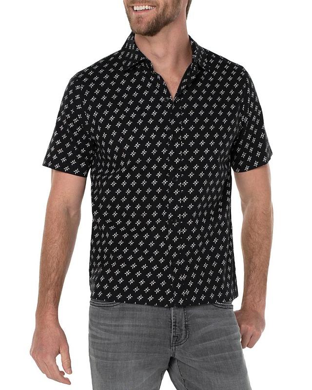 Liverpool Los Angeles Printed Short Sleeve Shirt Porcelain) Men's Short Sleeve Knit Product Image