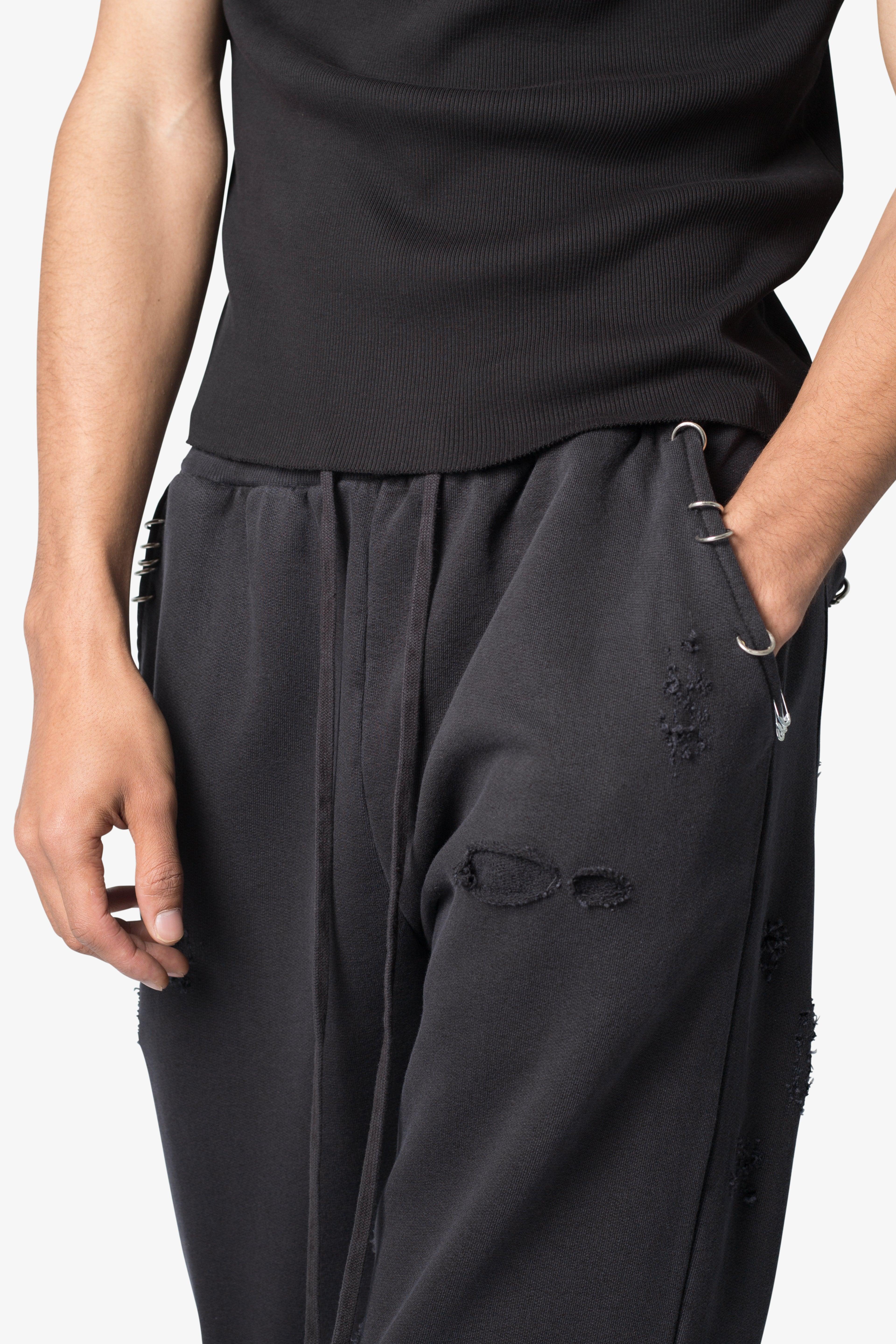 Metal Ring Flared Sweatpants - Black Product Image