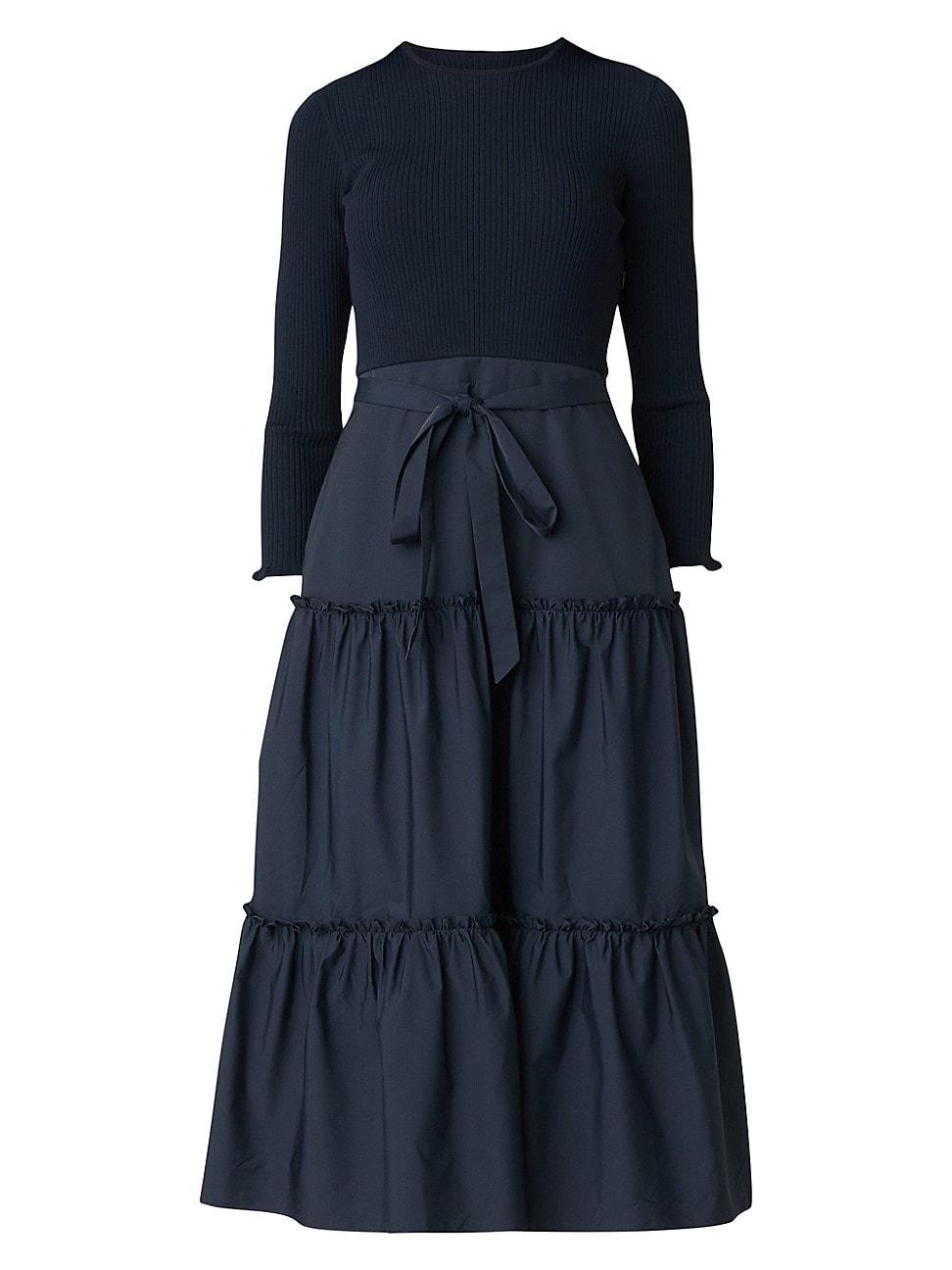 Womens Magda Rib-Knit & Taffeta Midi-Dress Product Image