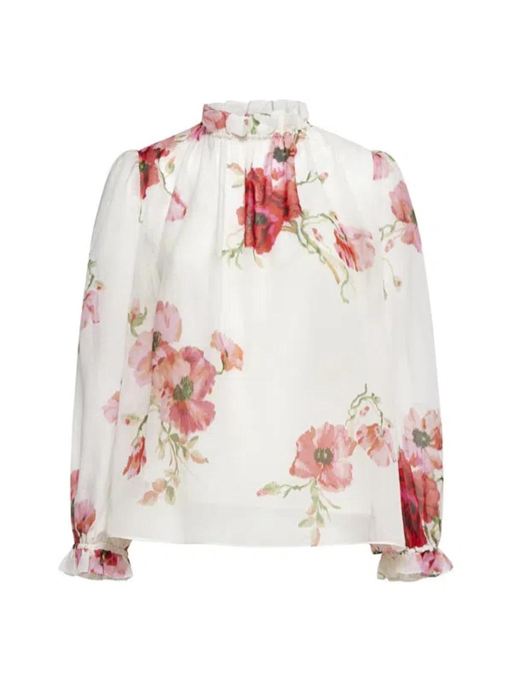 ZIMMERMANN Lightburst Blouse In Cream,red Floral Product Image