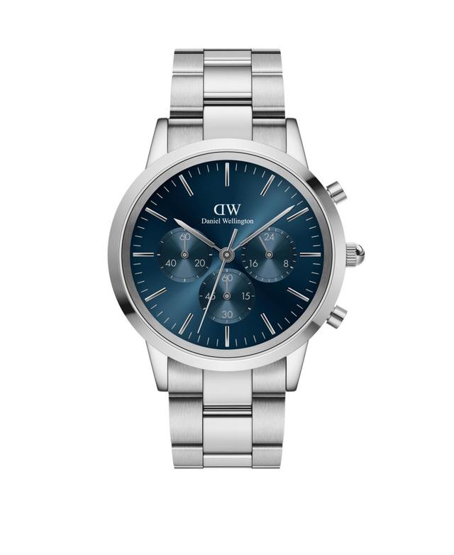 Daniel Wellington Mens Iconic Chronograph Silver-Tone Stainless Steel Watch 42mm - Silver Product Image