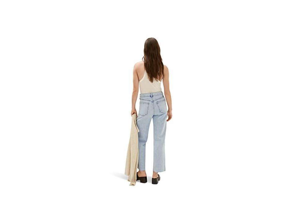 MANGO - Wideleg low frayed hem jeans light blue - 8 - Women Product Image