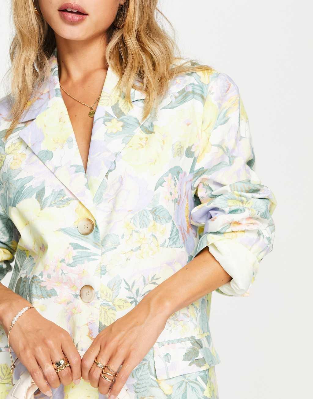 ASOS DESIGN floral oversized grandad blazer Product Image