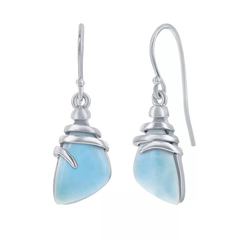 Sterling Silver Larimar Drop Earrings, Womens Product Image