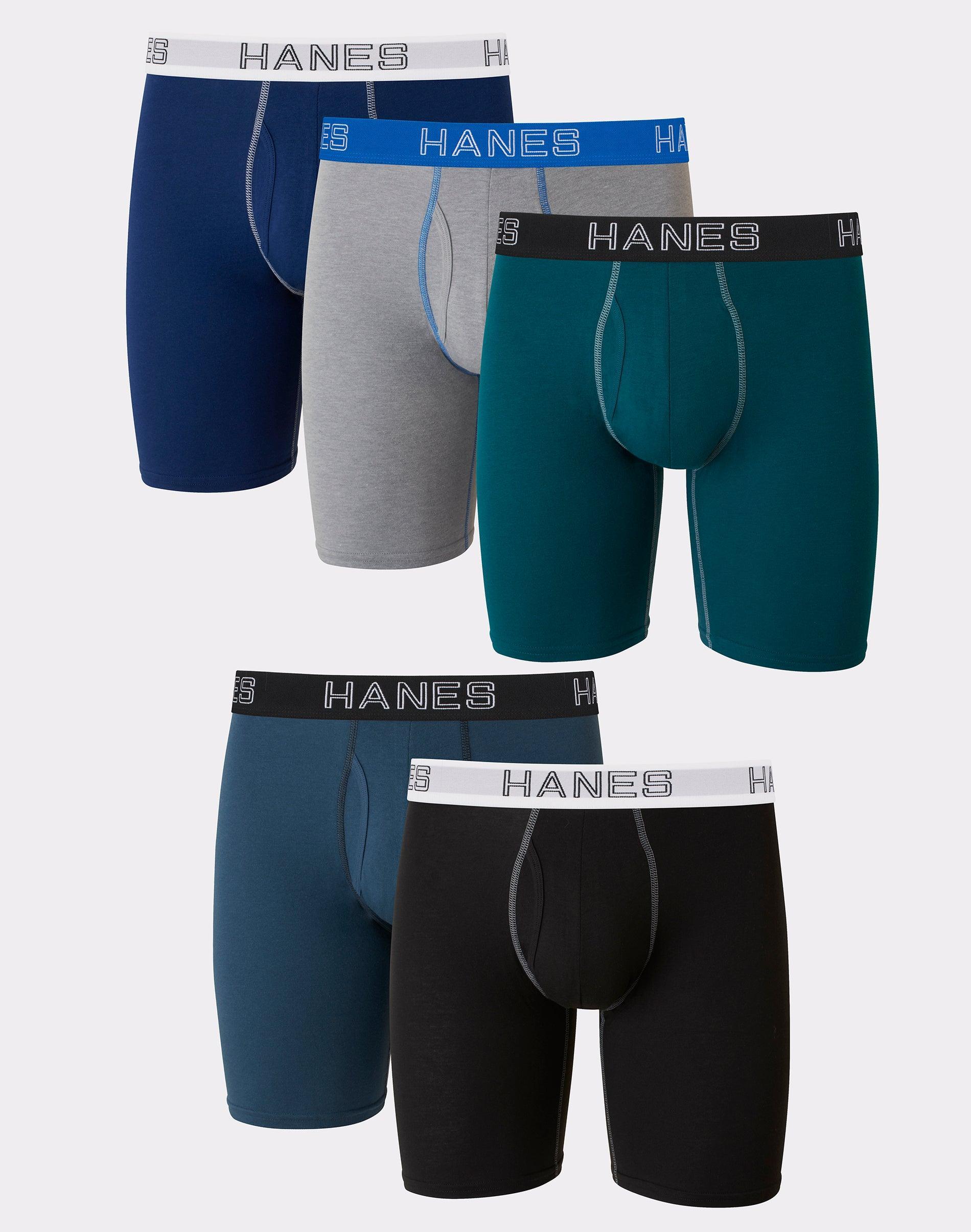 Mens Hanes Ultimate 5-Pack Stretch Long Leg Boxer Brief Multicolor Product Image