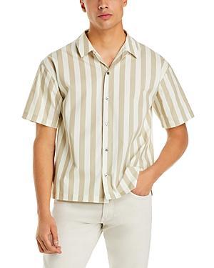 Mens Striped Cotton Camp Shirt Product Image