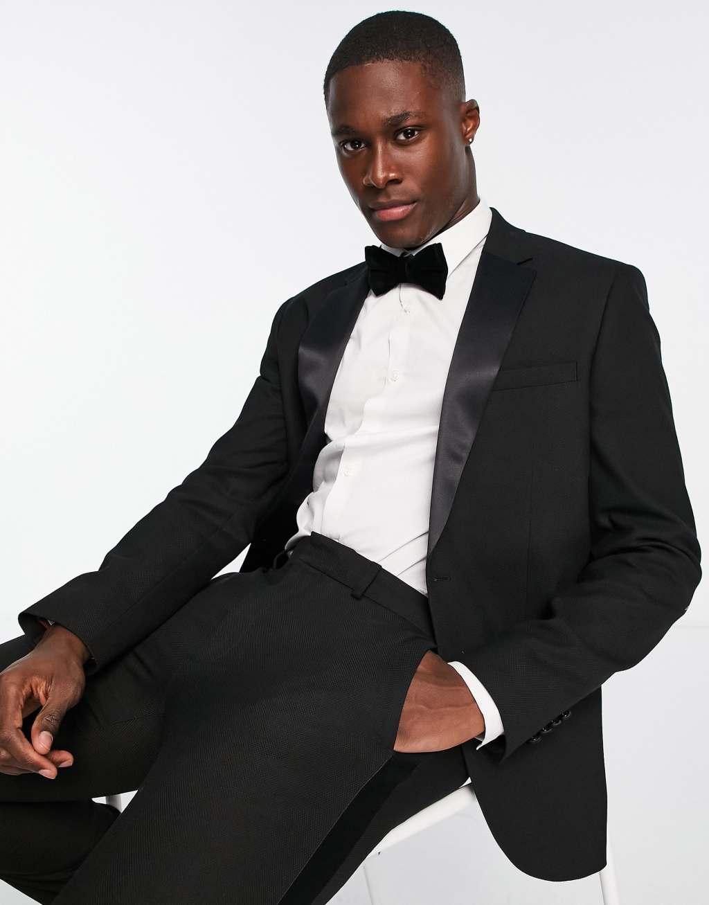 Topman skinny tux suit jacket in black Product Image