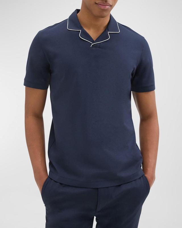 Mens Piped-Collar Polo Shirt Product Image