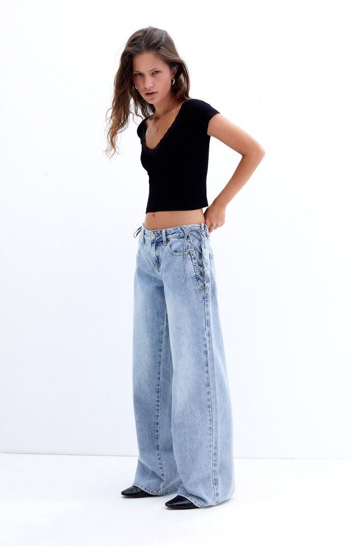 Women's Casey Bow Low Rise Baggy Jeans product image