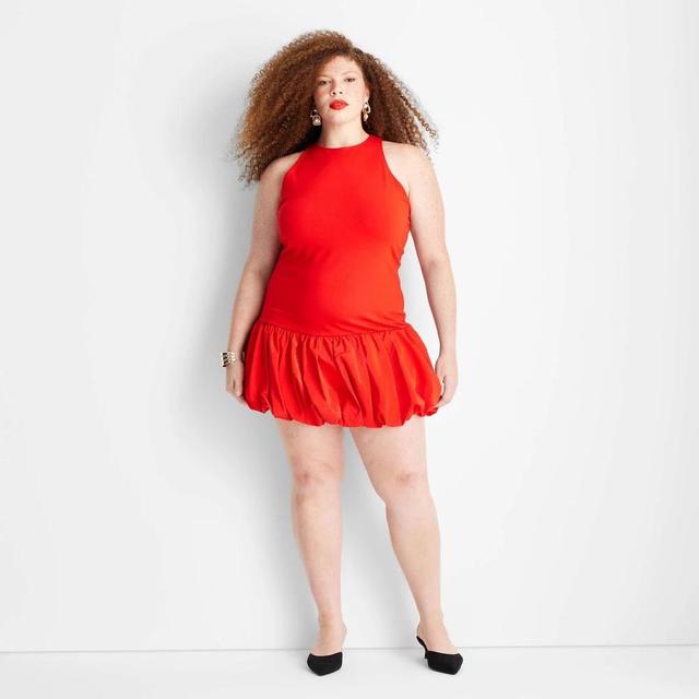 Womens Bubble Mini Tank Dress - Future Collective Red 1X Product Image