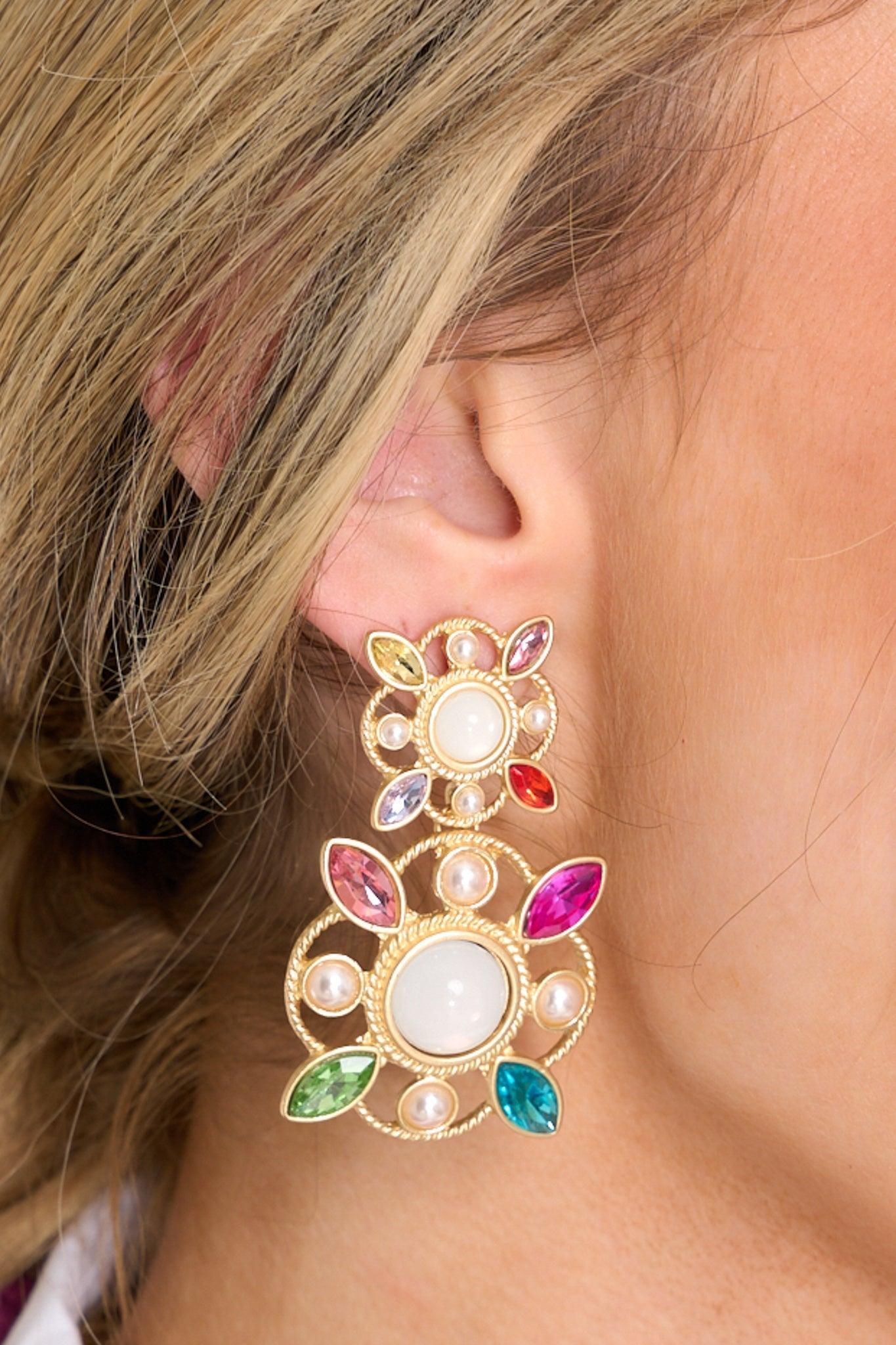 A Diamond's Gotta Shine Gold Multi Earrings Product Image