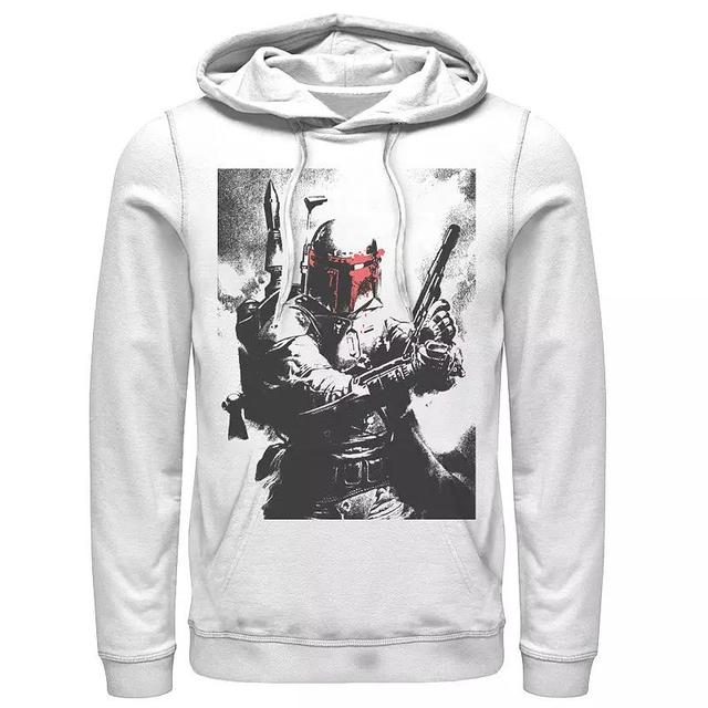 Mens Star Wars Boba Fett Faded Action Portrait Poster Hoodie Product Image