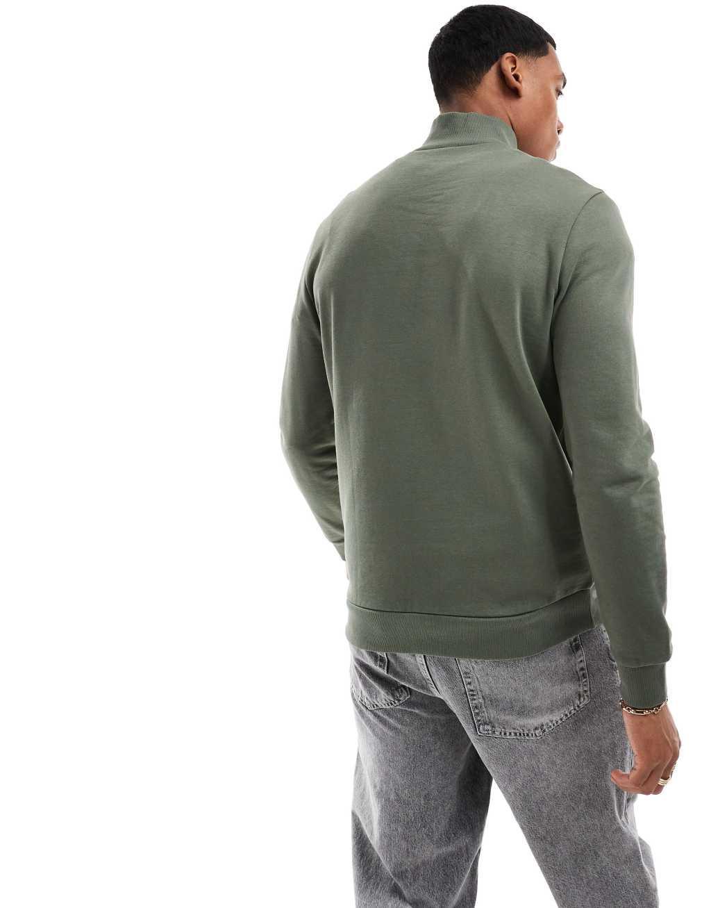 ASOS DESIGN essential sweatshirt with half zip in mid green Product Image