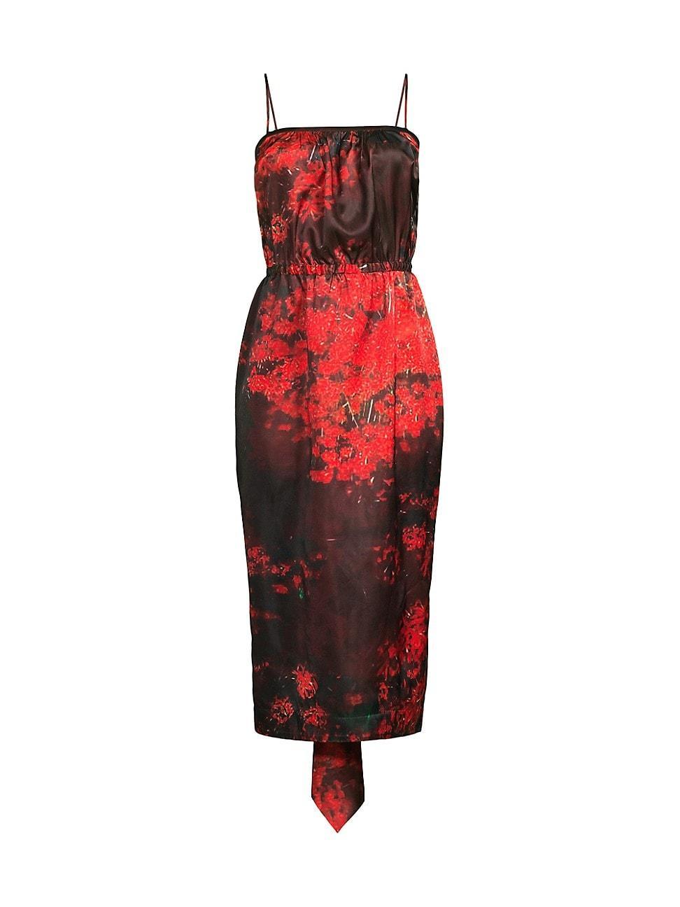 Womens Abstract Draped Sleeveless Midi-Dress Product Image