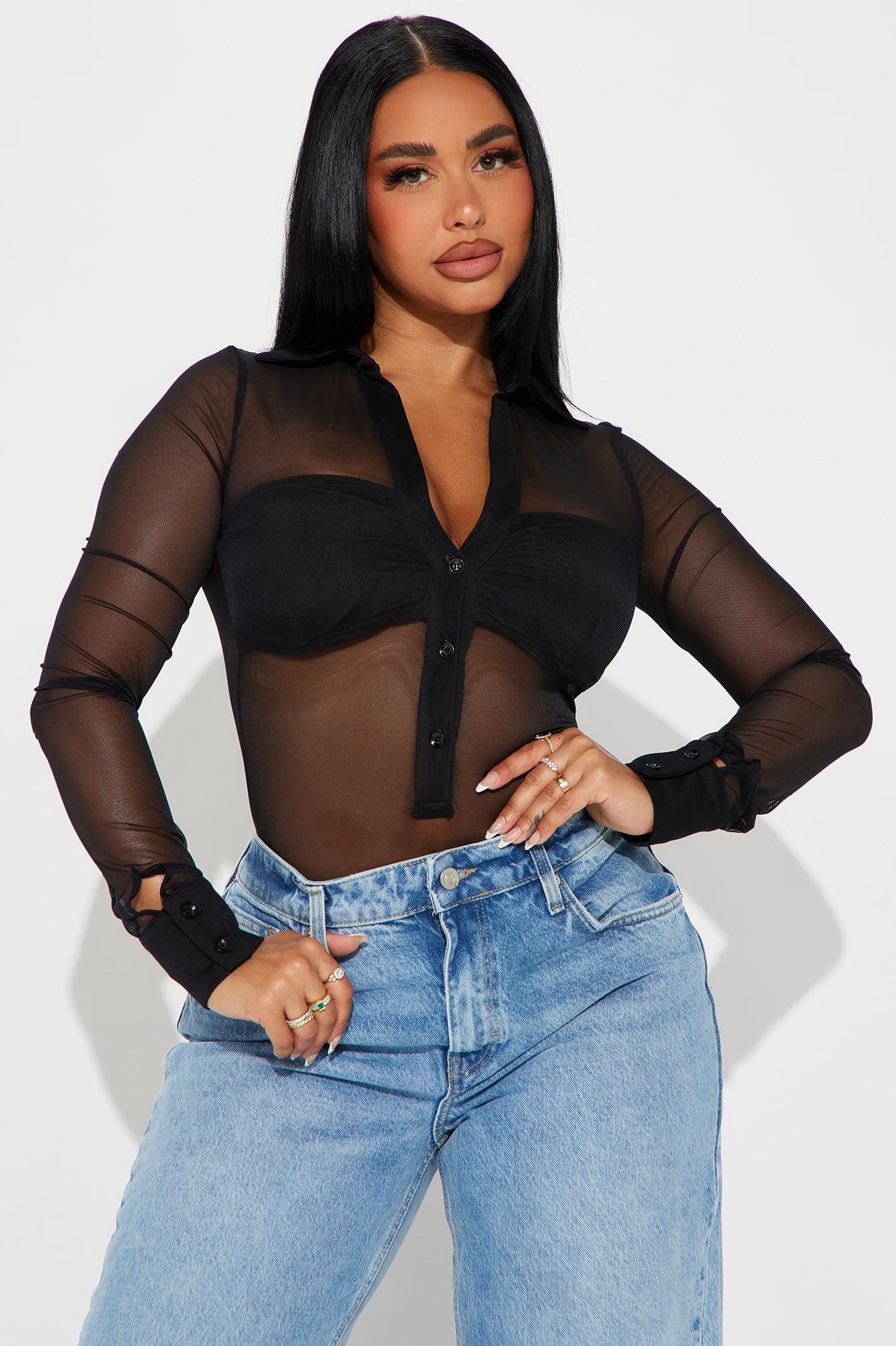 About The Business Mesh Bodysuit - Black Product Image