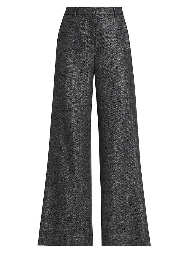 Womens Pilar Herringbone Wool-Blend Wide-Leg Pants Product Image