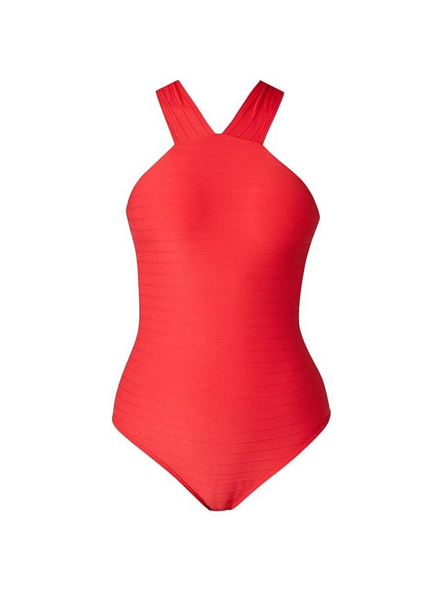 Womens Textured Stripe One-Piece Swimsuit Product Image