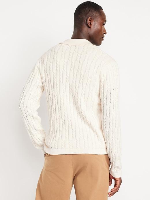 Button-Down Cable-Knit Sweater Product Image