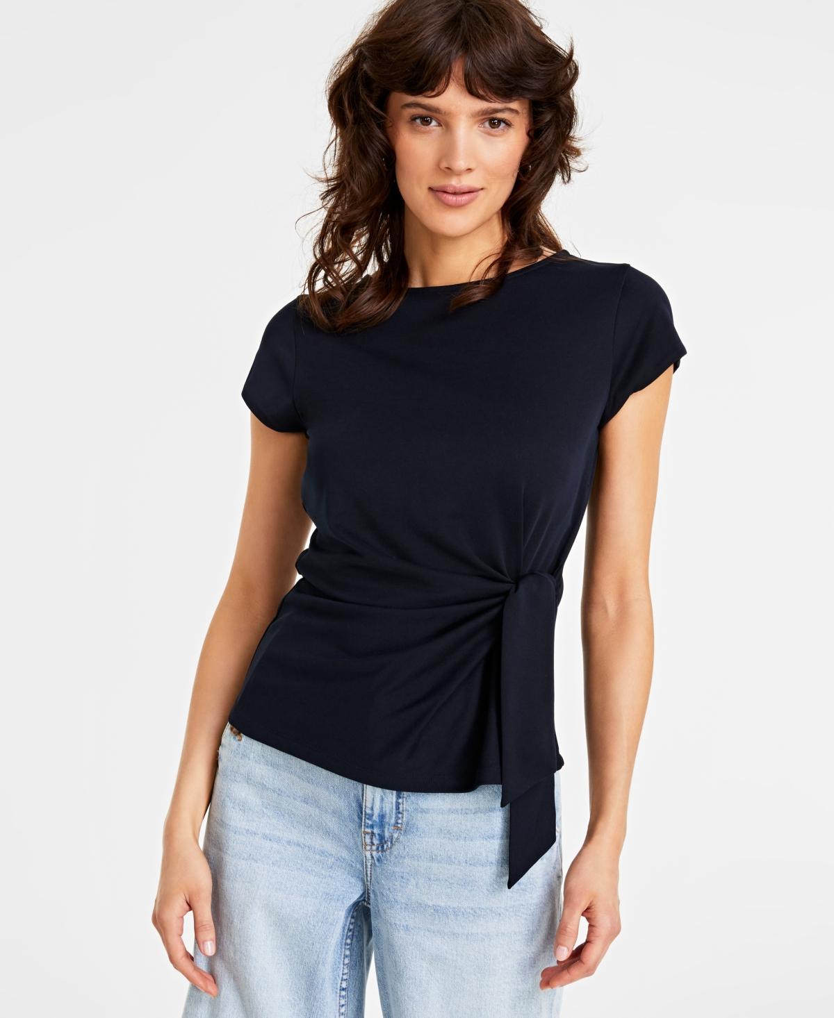 On 34th Womens Knit Side-Tie T-Shirt, Created for Macys Product Image