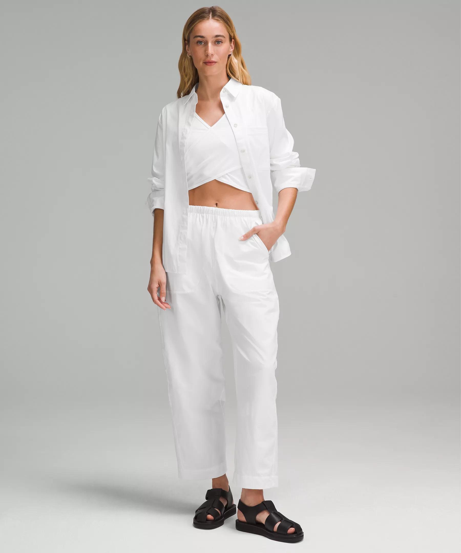 Lightweight Mid-Rise Barrel-Leg Cropped Pant Product Image