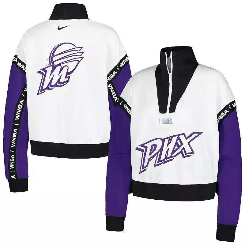 Womens Nike White Phoenix Mercury Buzzer Beaters Satin Stitch Quarter-Zip Pullover Jacket product image