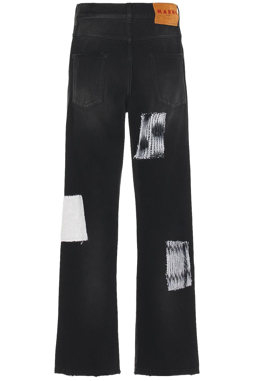 Marni Patchwork Bleached Cotton Bull Denim in Black Product Image