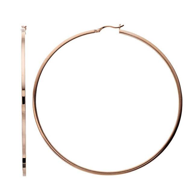 14k Rose Gold Vermeil Polished 80 mm Hoop Earrings, Womens Product Image