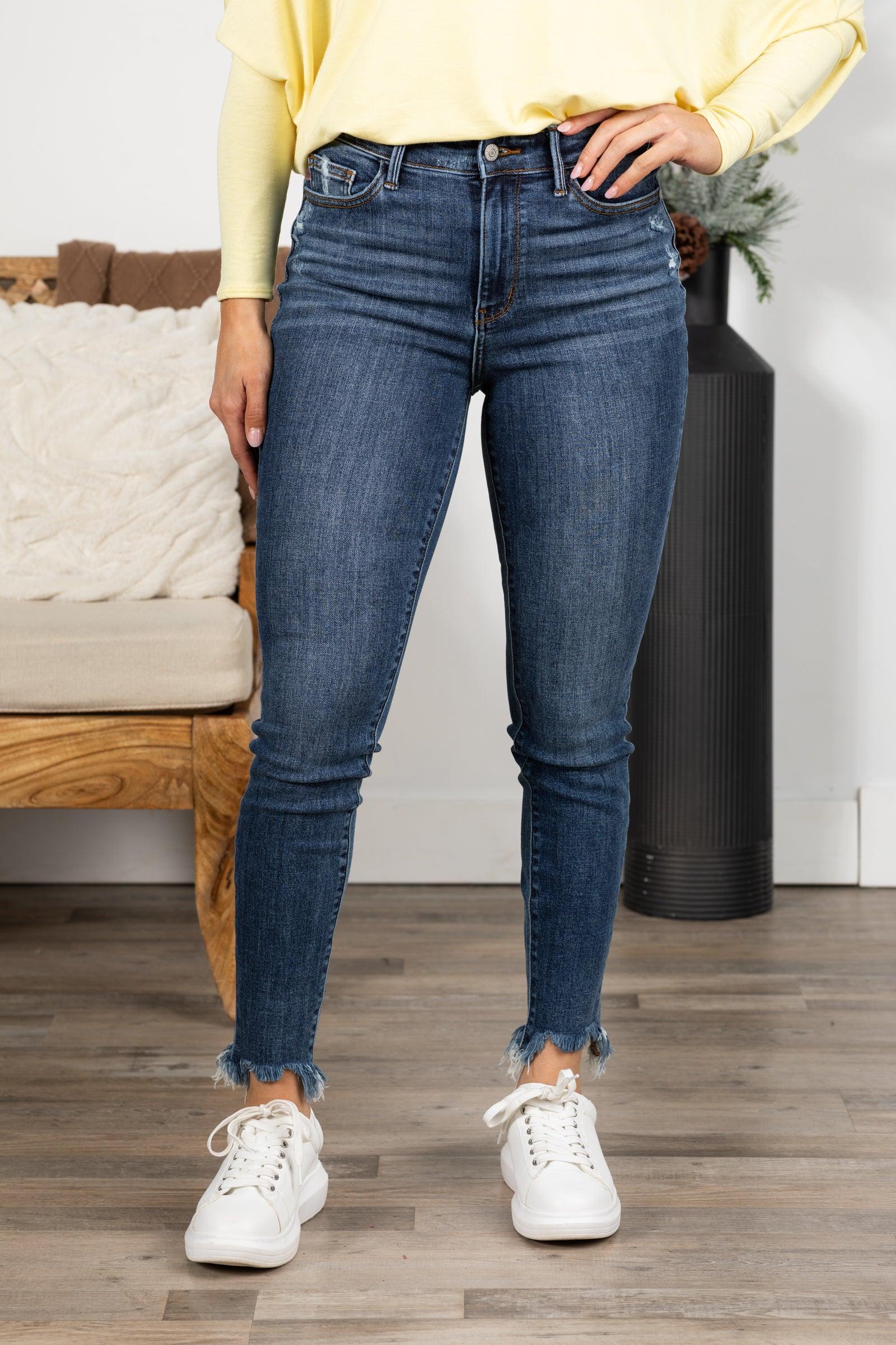 Judy Blue Skinny Shark Bit Hem Jean Product Image