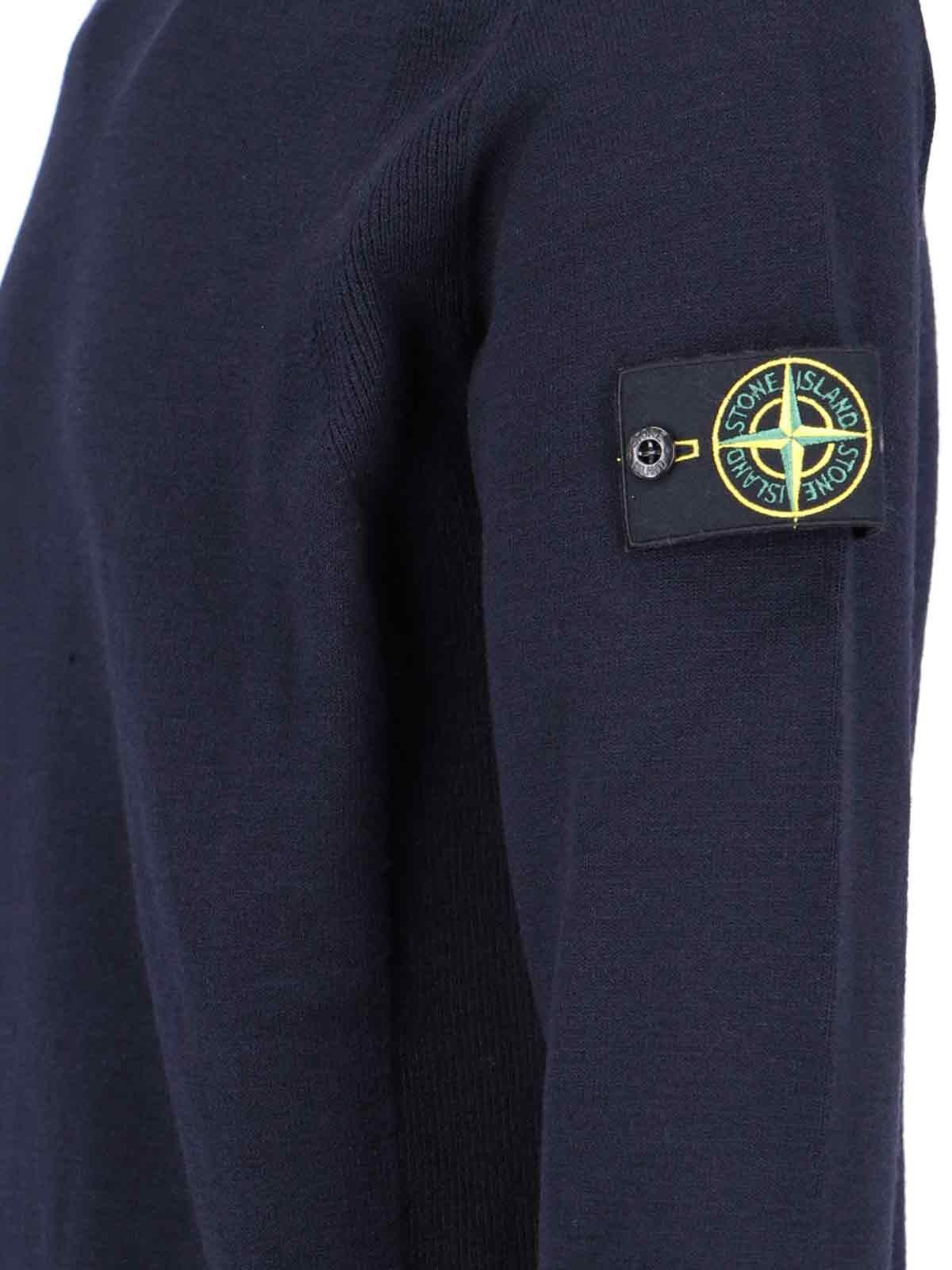 STONE ISLAND Logo Crew Neck Sweater In Blue Product Image