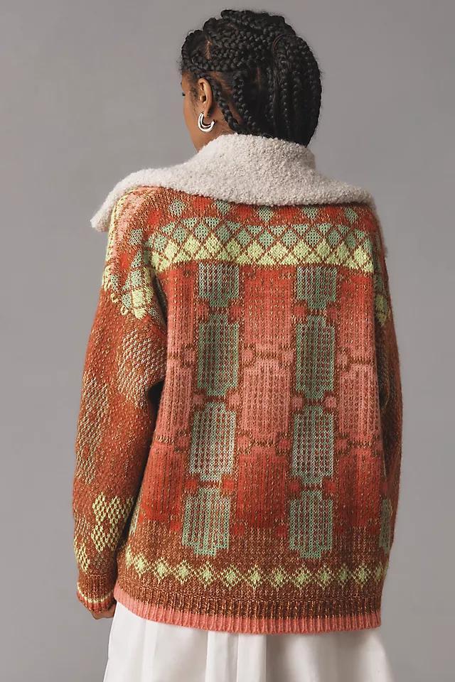 By Anthropologie Faux-Fur Collar Cardigan Sweater Product Image